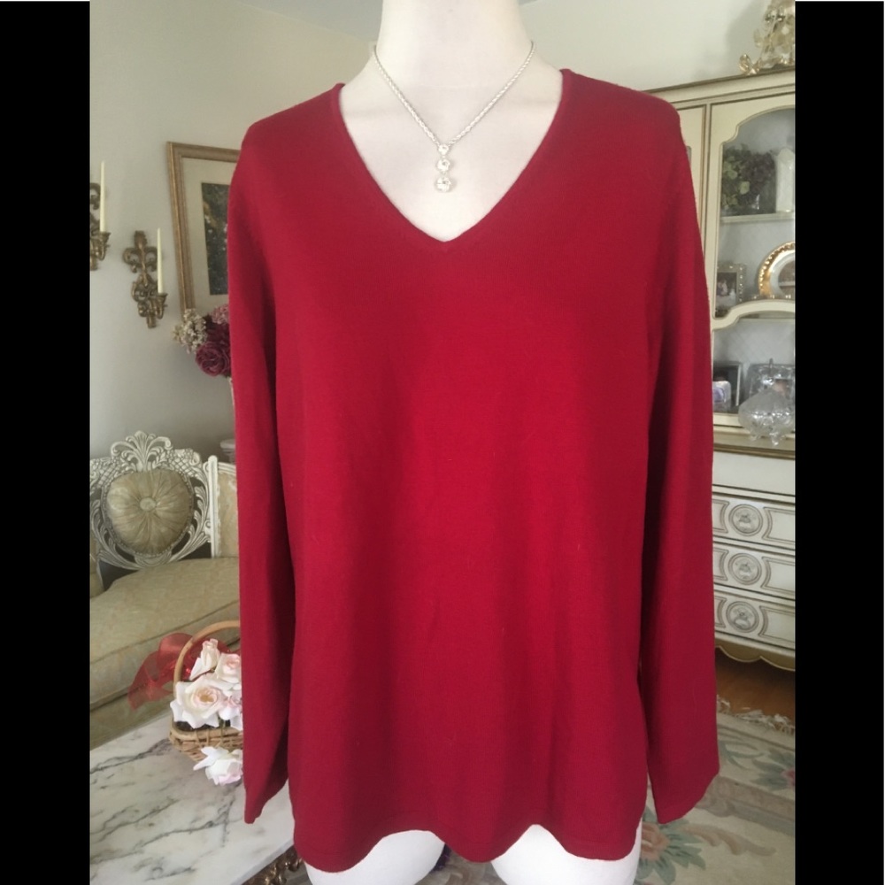 Kate Hill long sleeve v neck 100% Merino wool top size 2X B:184 6/18/26